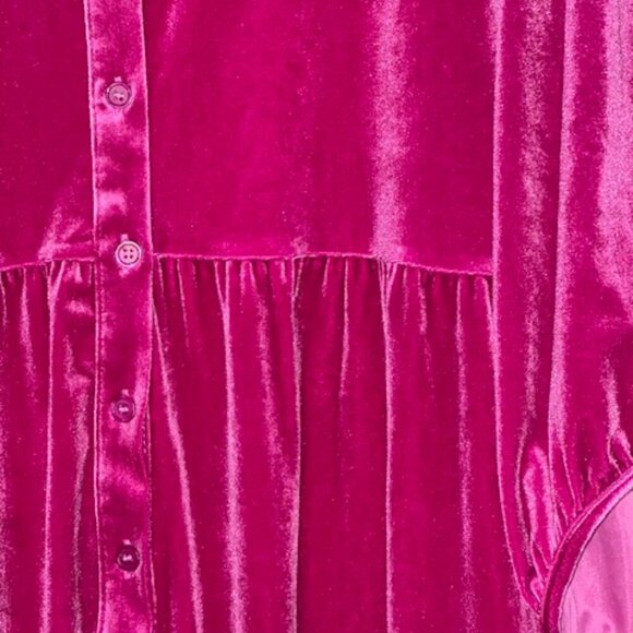 No Brand Magenta Velvet Button Down Plus Mini Dress - Picture 5 of 8